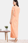 Zivame Pixel Play Knit Cotton Full Length Nightdress - Mock Orange — thumbnail 4
